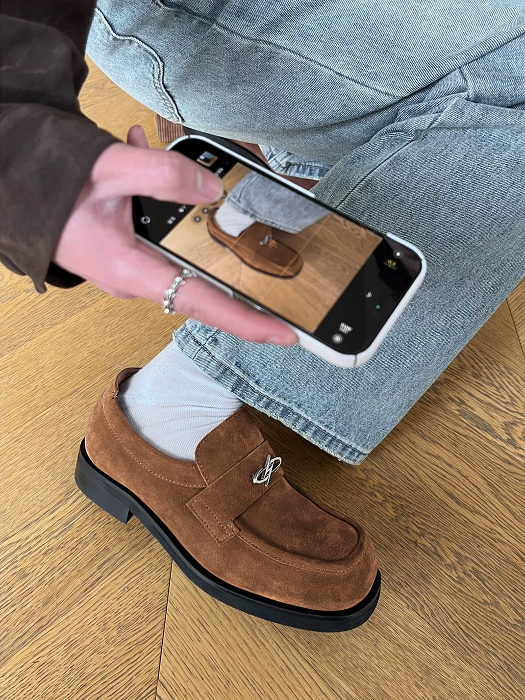 HANQIAORIJI | Brown Suede Leather Loafers