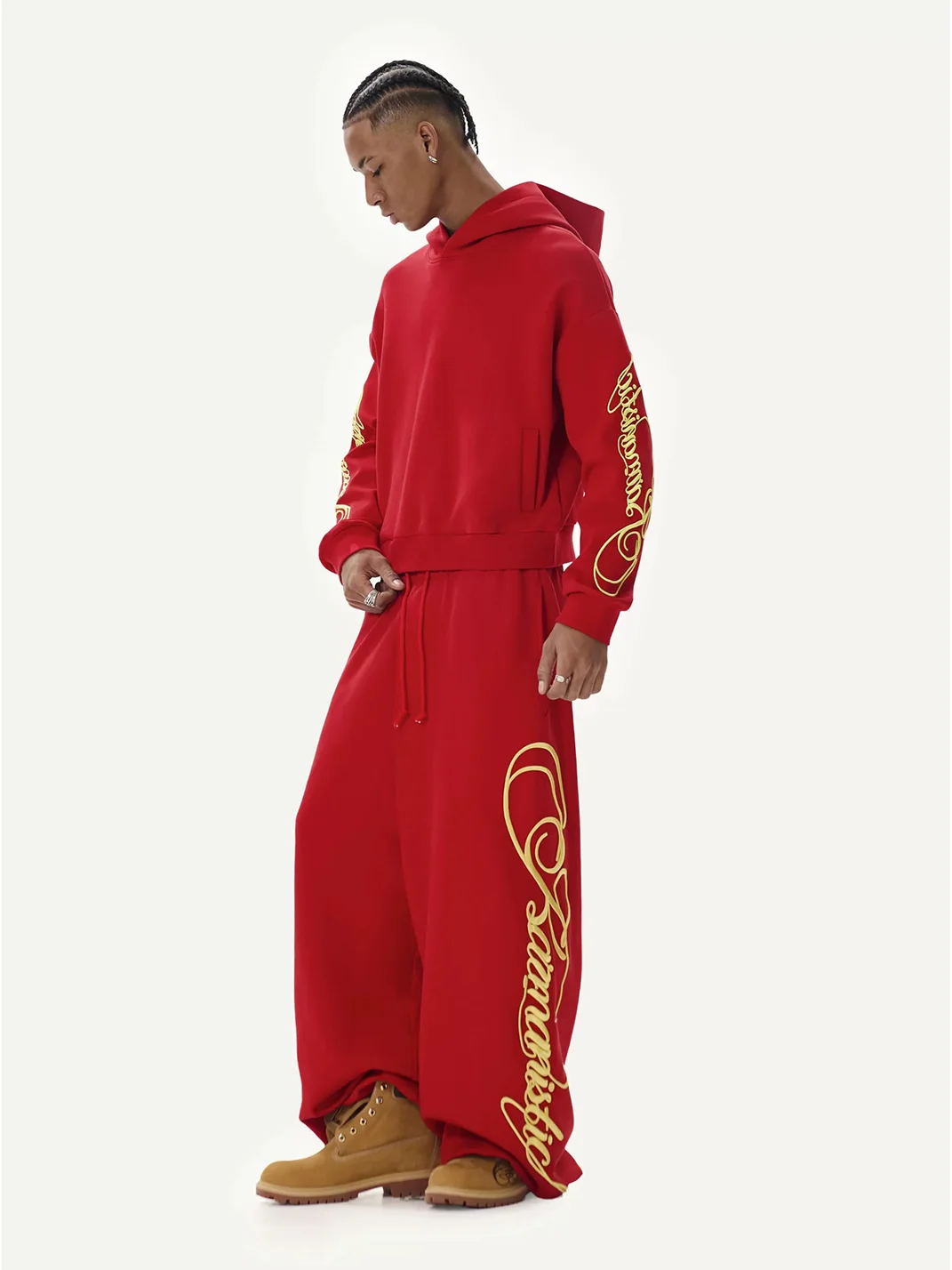 KARMANISTIC | Retro Embroidered Hooded Long-Sleeve Sweatshirt