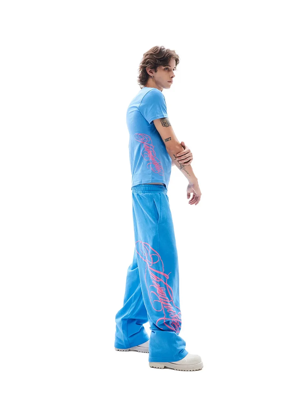 KARMANISTIC | Loose Wide Leg Graphic Drawstring Sweatpants