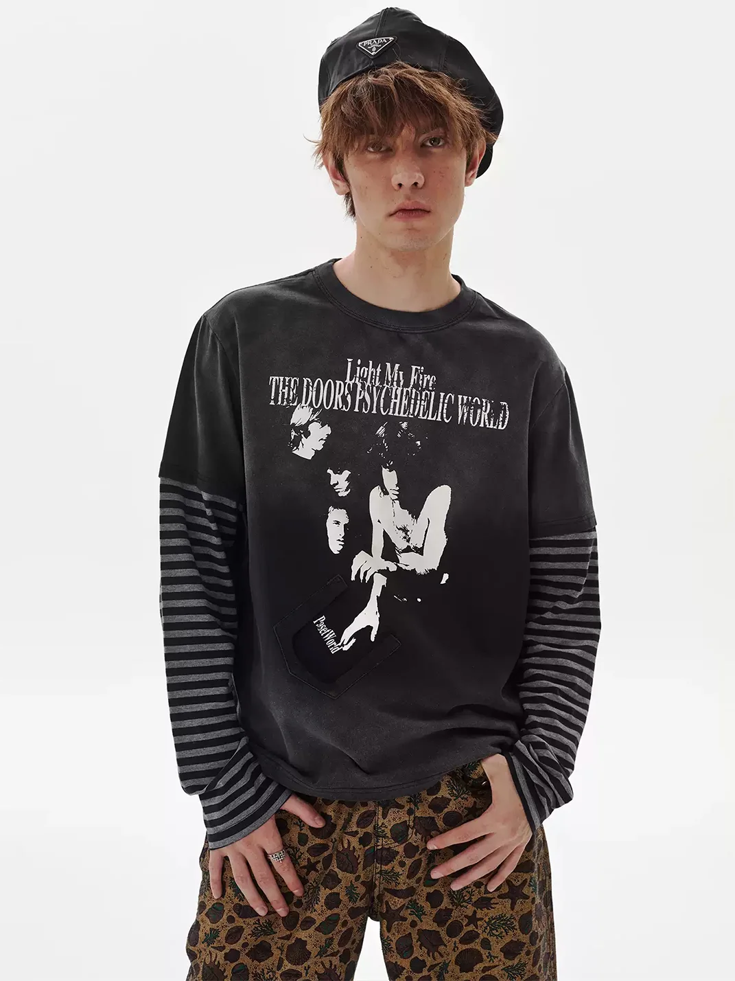 PasET | Distressed Striped Layered Long Sleeve T-Shirt