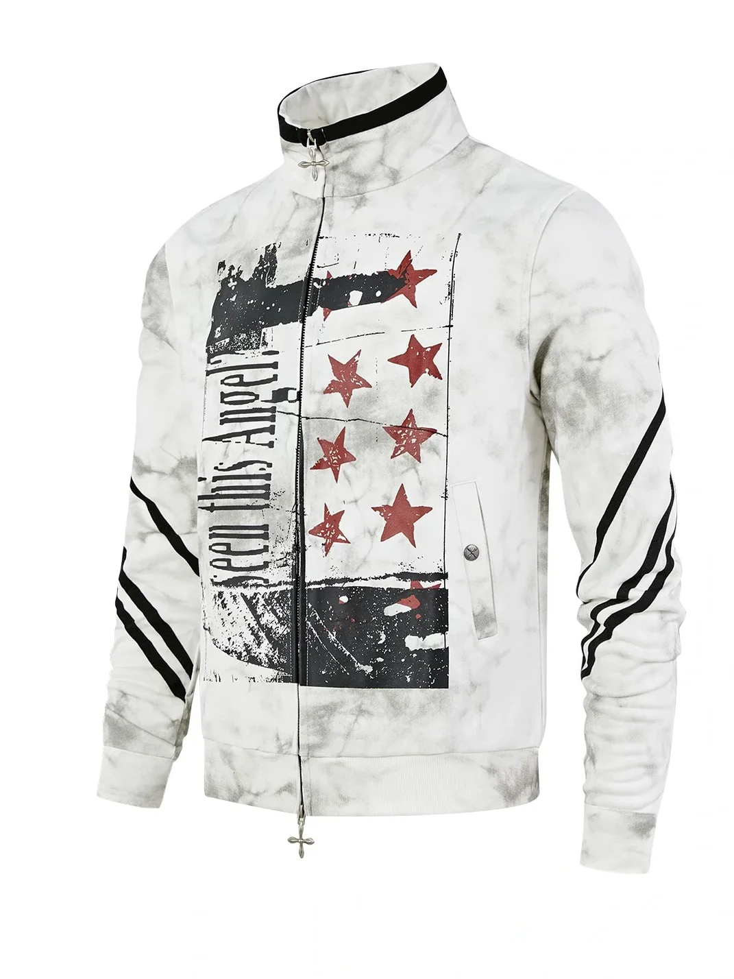 PasET | Distressed Stand Collar Cropped Sports Jacket