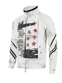 PasET | Distressed Stand Collar Cropped Sports Jacket