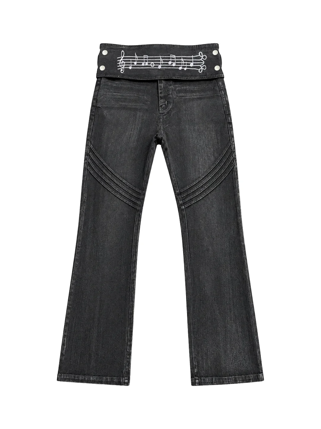 PAIKI | Embroidered Detachable Waist Slim Flare Jeans