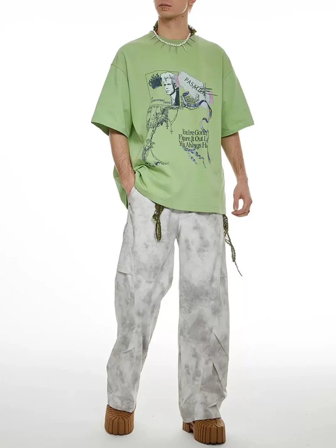 PasET | Distressed Wide Leg Straight Cargo Pants