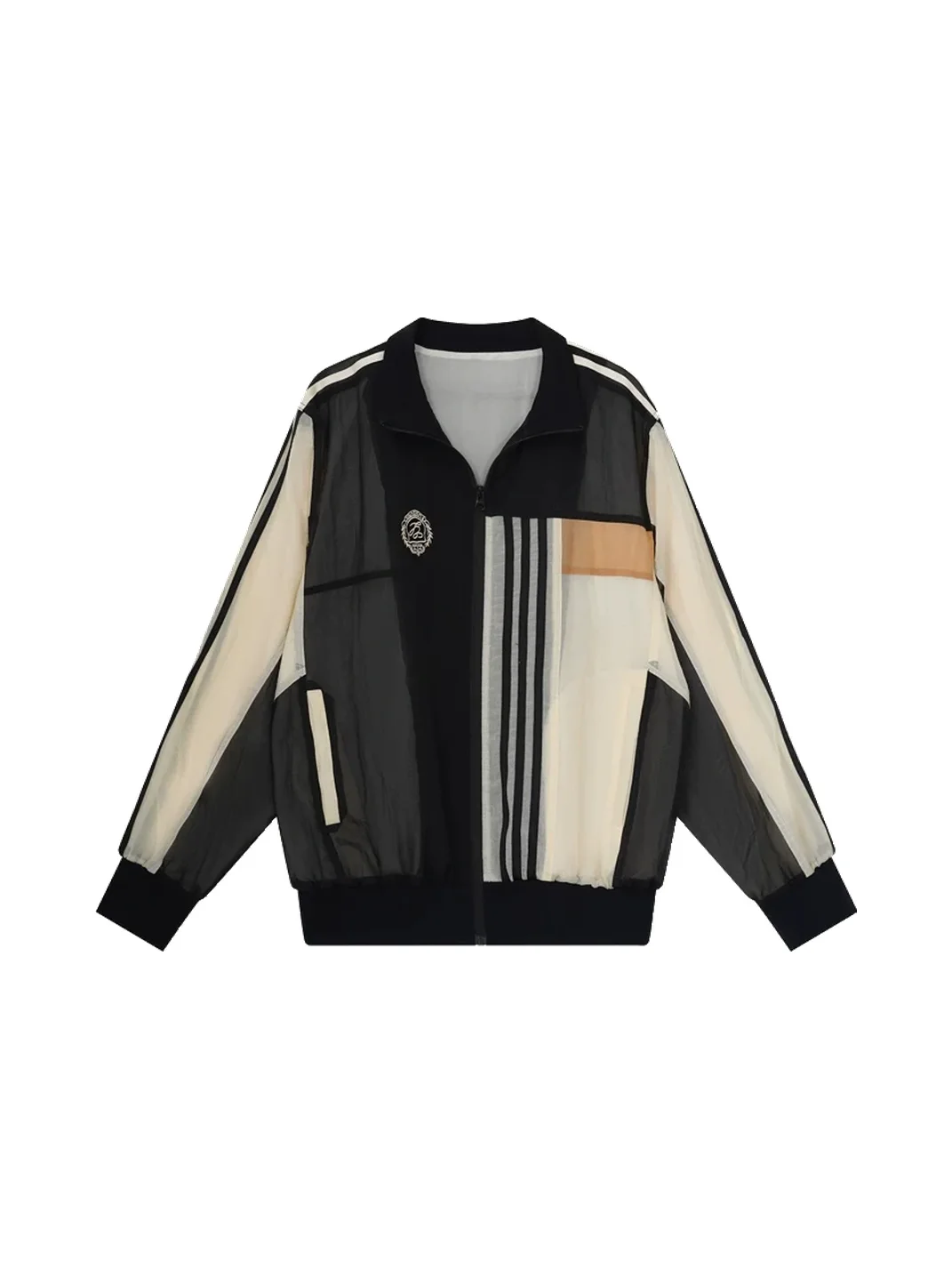 ERROR CODE robot | Colorblock Sheer Mesh Long Sleeve Sports Jacket