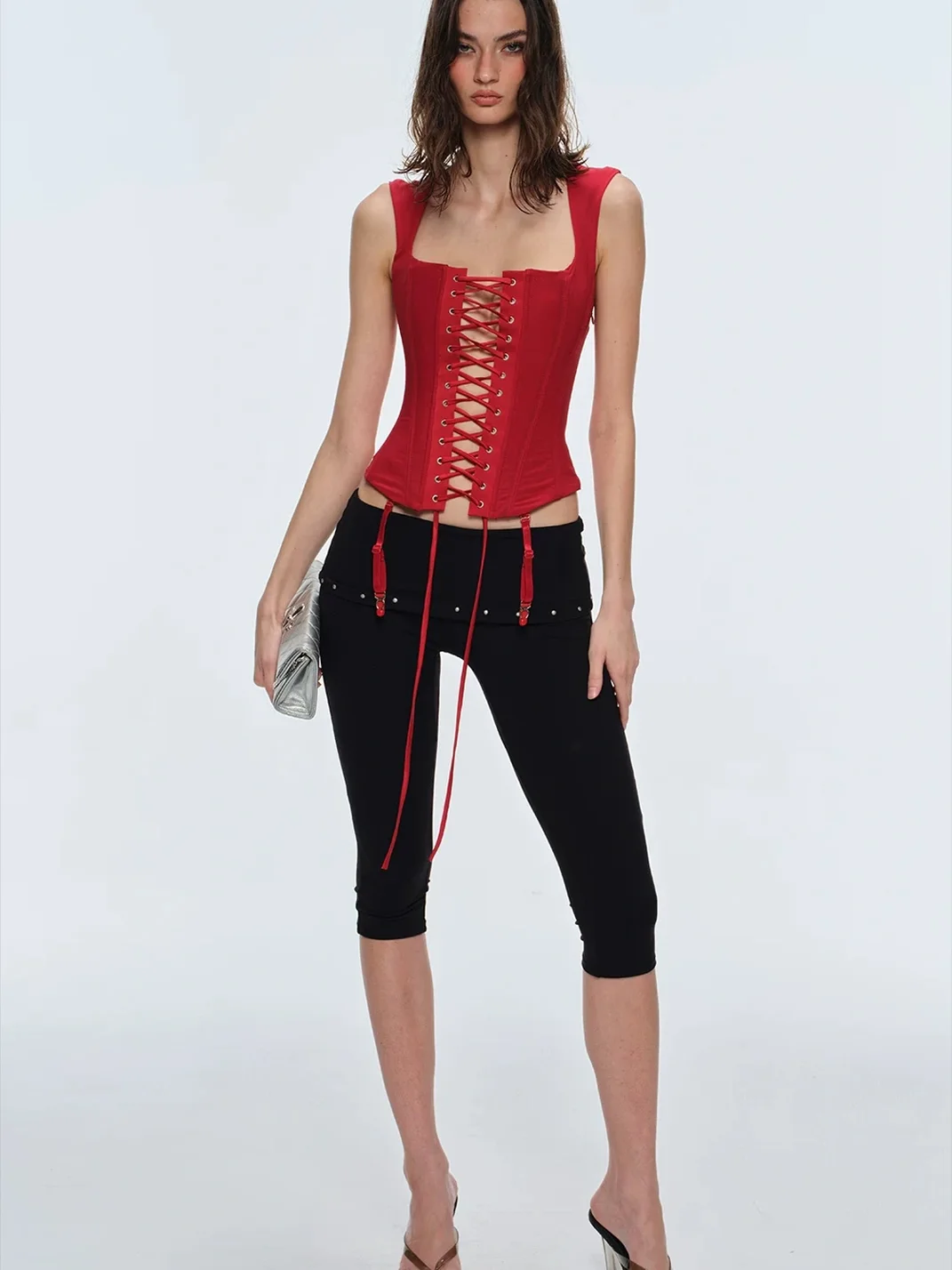 BUM STUDIO | Lace-Up Boned Corset Tank Top