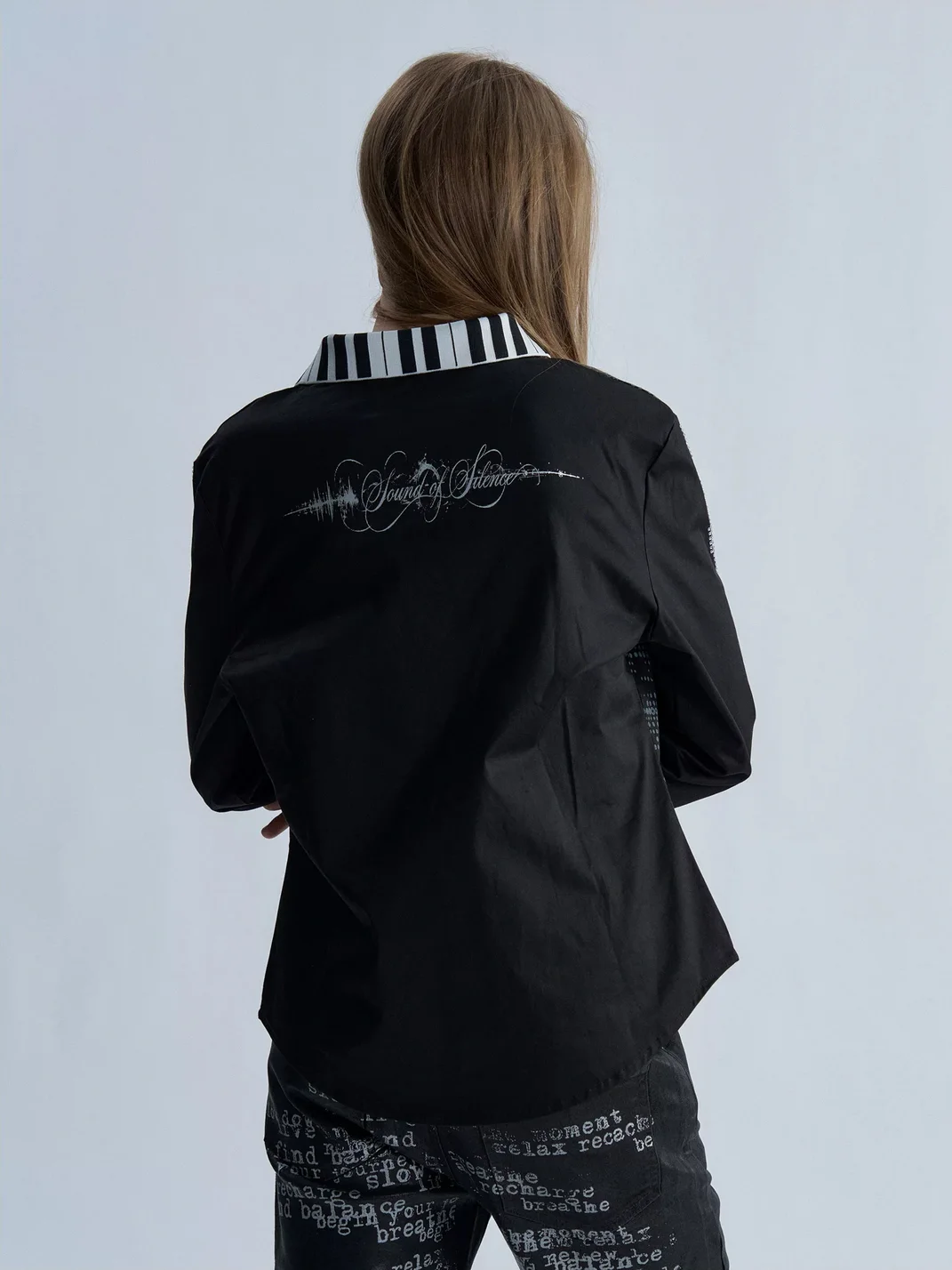 PAIKI | Slim Rhinestone Piano Key Long Sleeve Shirt