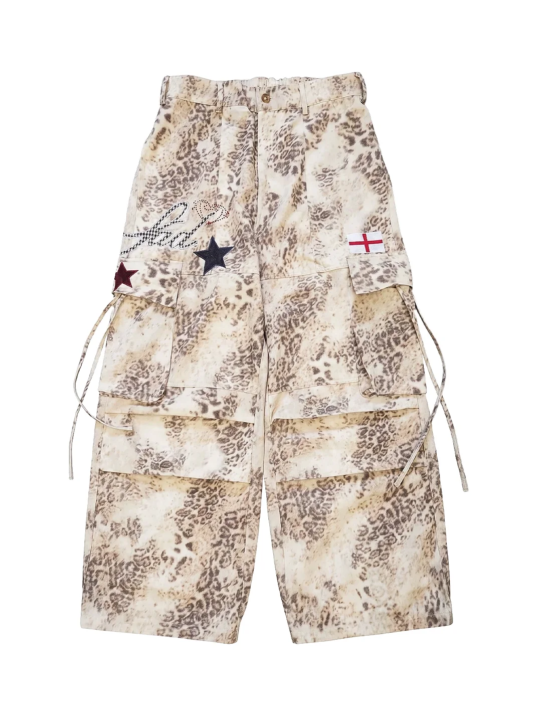 SADSOUP | Leopard Star Patch Wide Leg Cargo Pants