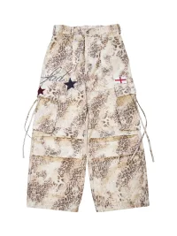 SADSOUP | Leopard Star Patch Wide Leg Cargo Pants