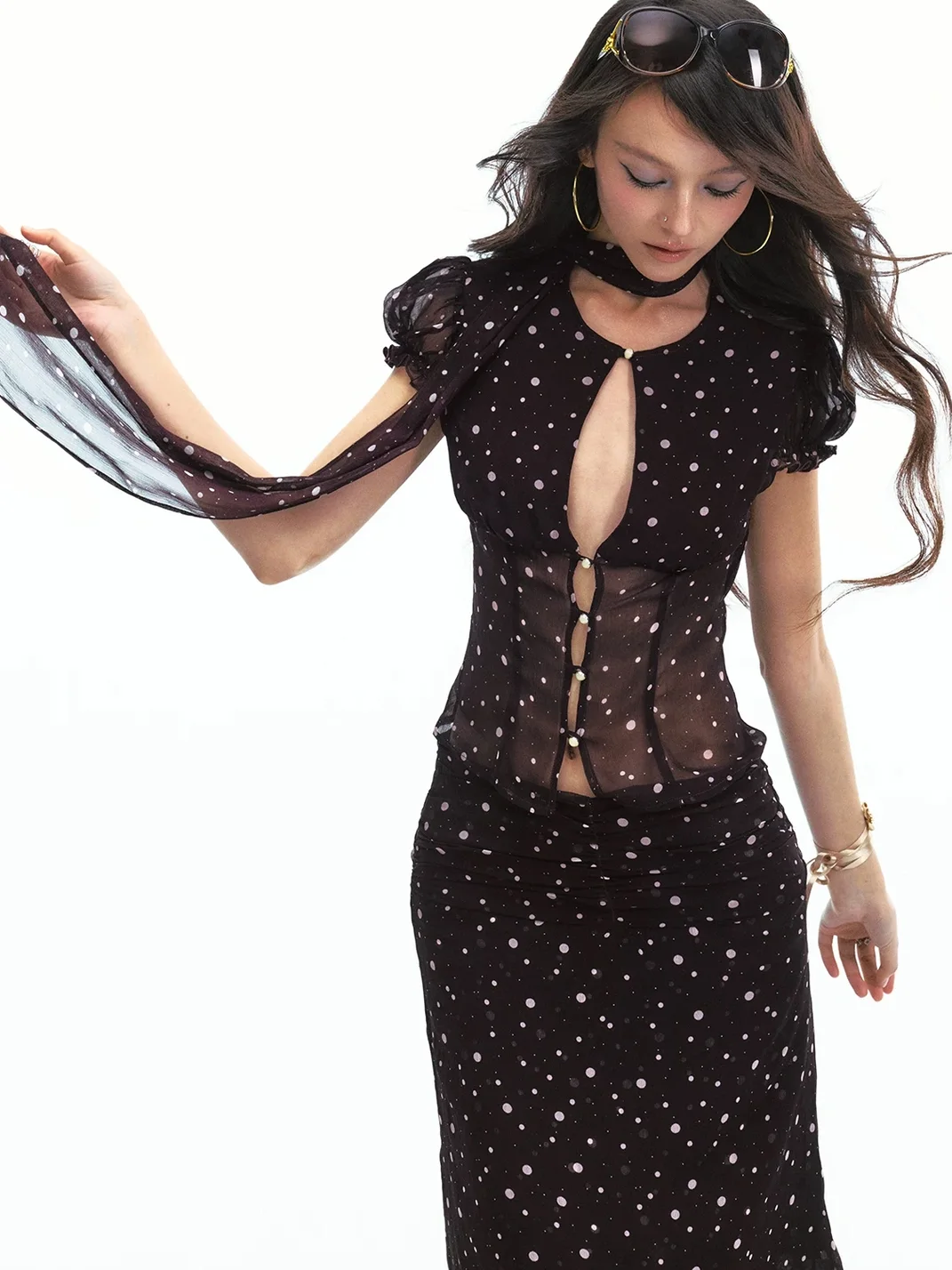 SereneEase | Polka Dot Puff Sleeve Top