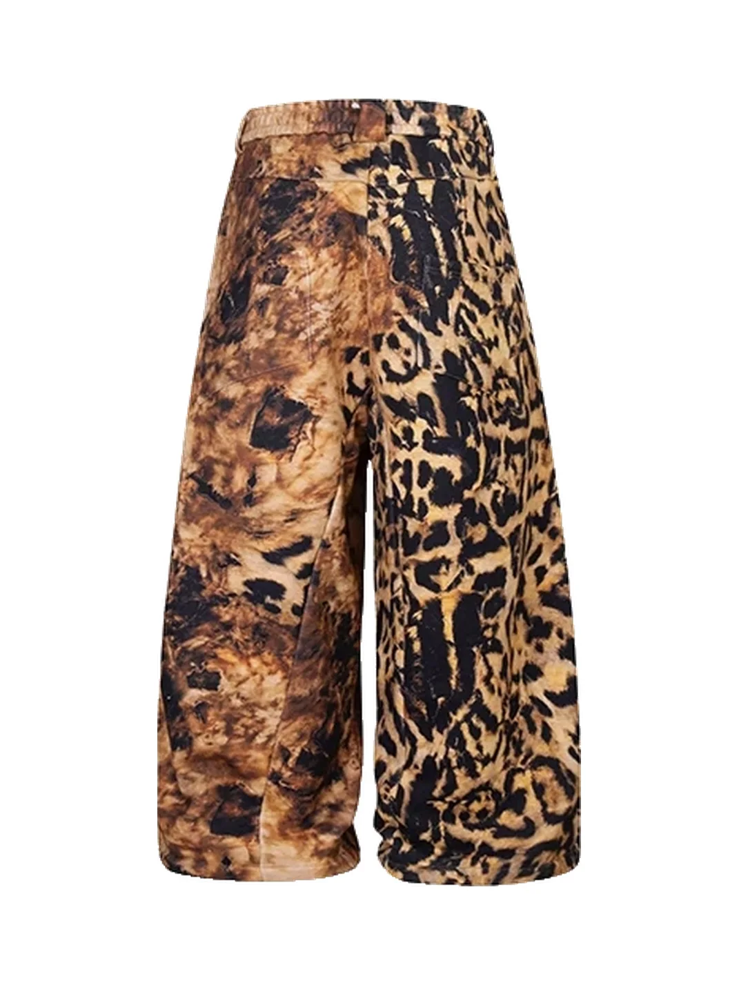 DARKRTPTS | Distressed Leopard Print Drawstring Wide Leg Sweatpants