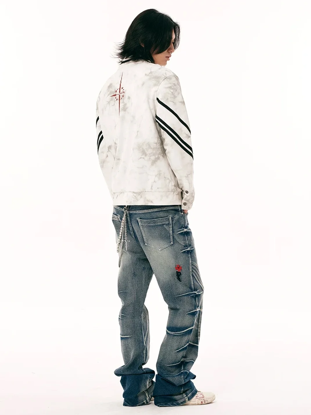 PasET | Distressed Stand Collar Cropped Sports Jacket