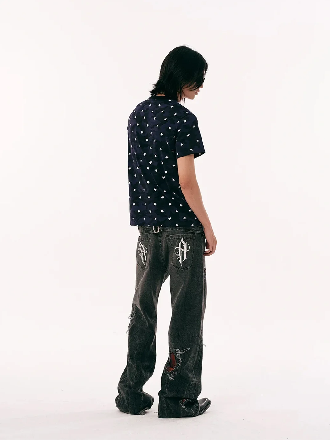 PasET | Slim Fit Star Camouflage Cross Print T-Shirt