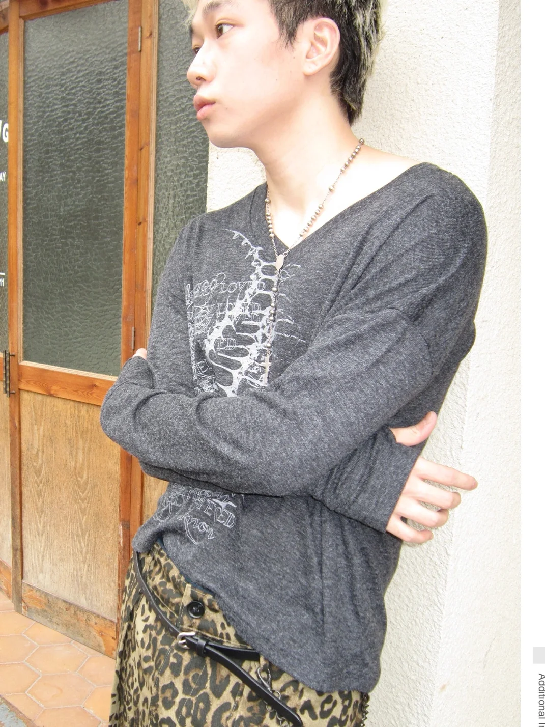 SADSOUP | Cropped V-Neck Skeleton Print Long Sleeve T-Shirt