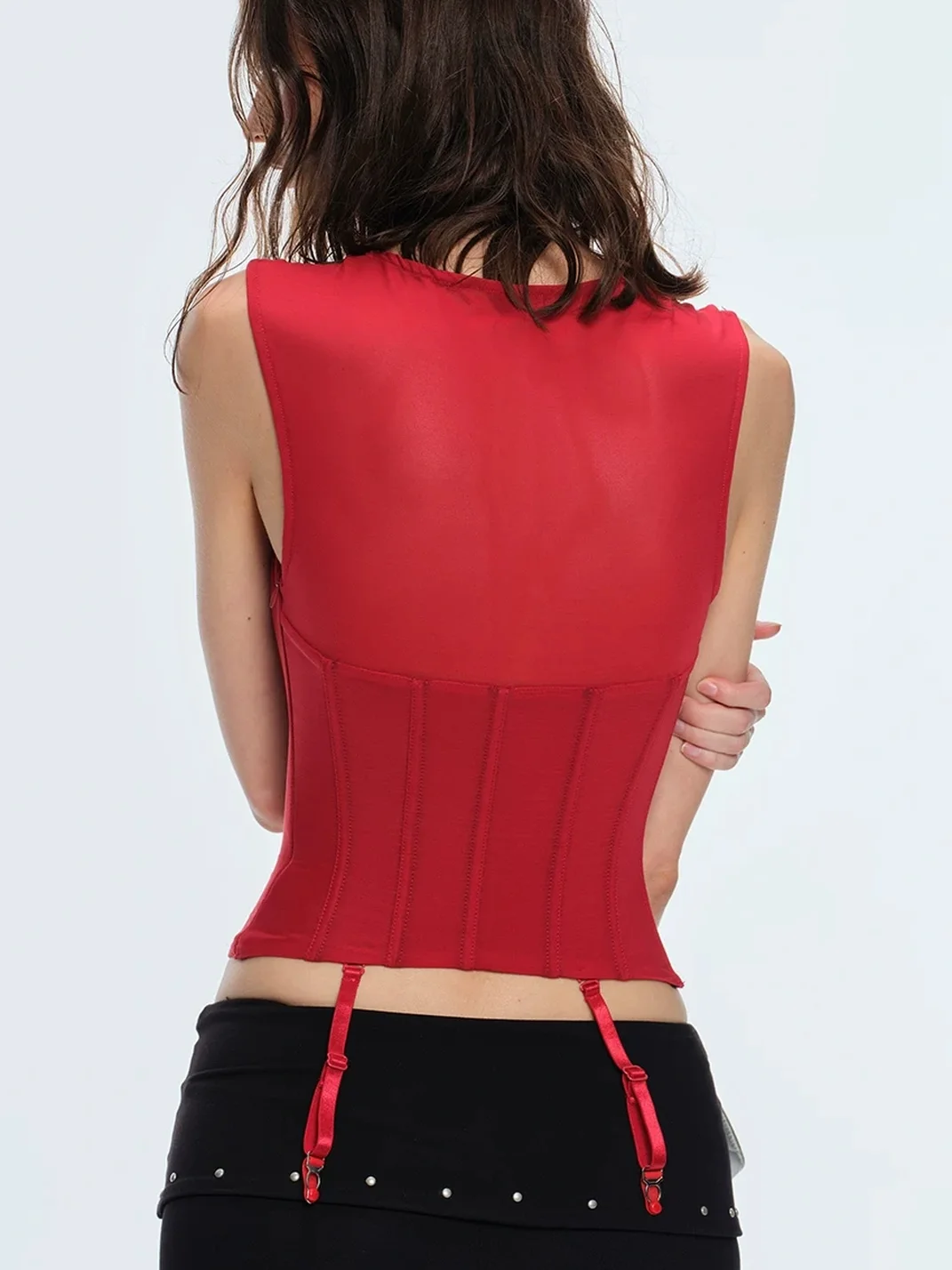 BUM STUDIO | Lace-Up Boned Corset Tank Top