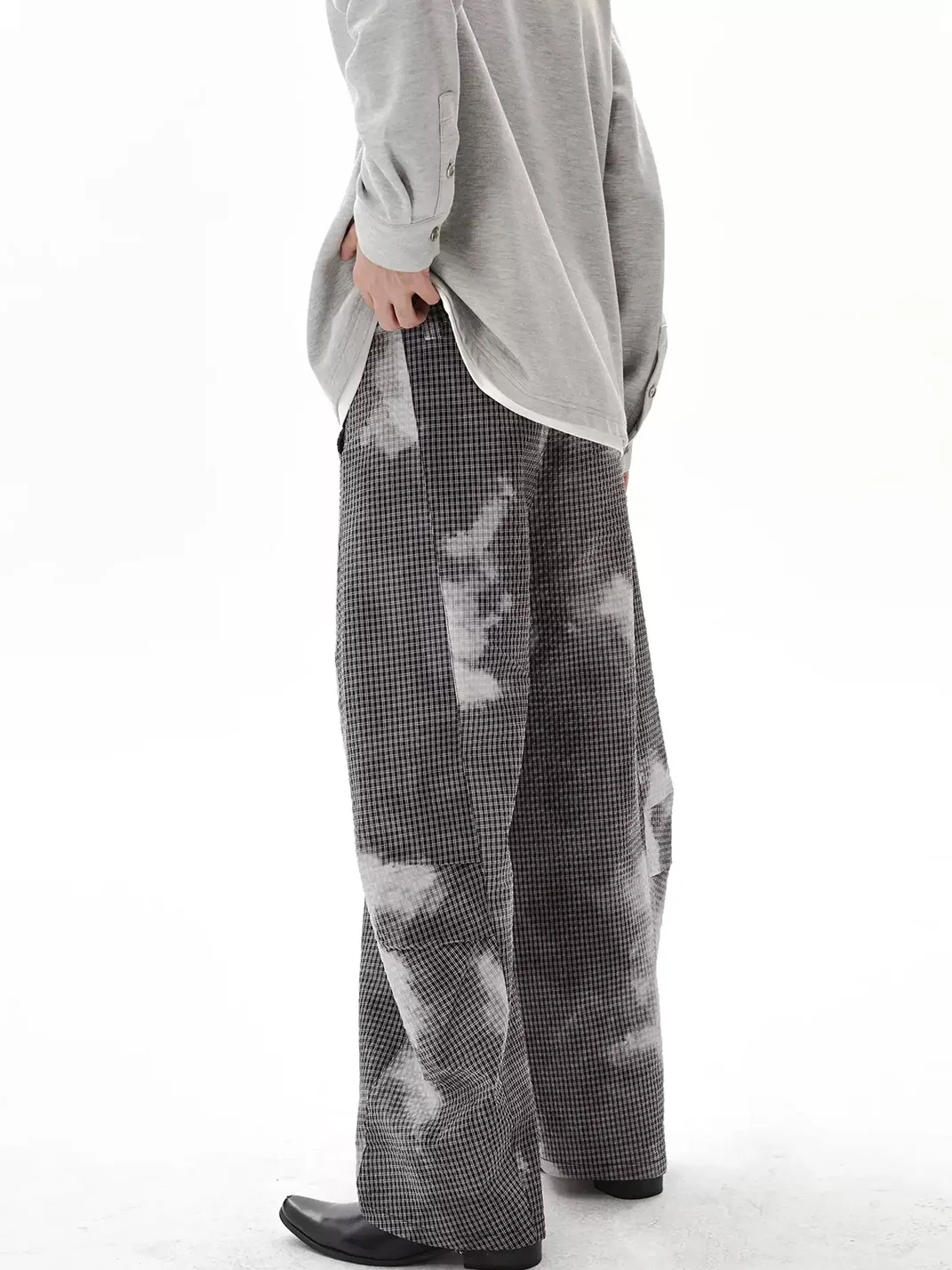 PasET | Plaid Curved Wide-Leg Casual Pants