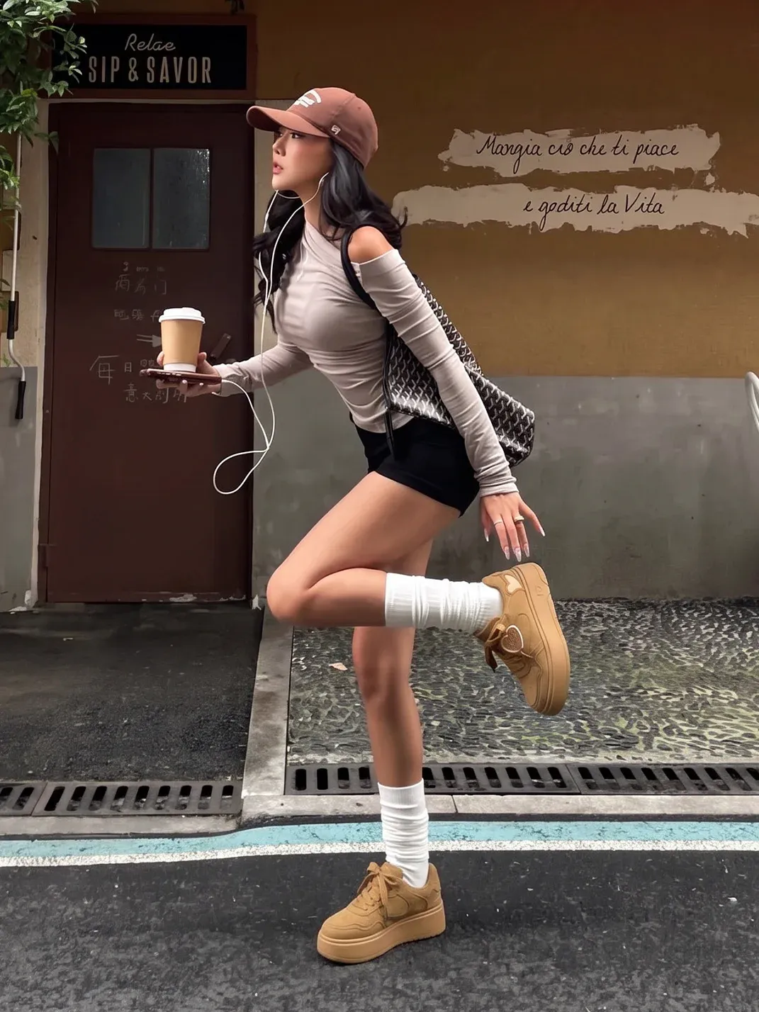 PINKAMOR | Women's Brown Platform Skate Sneakers