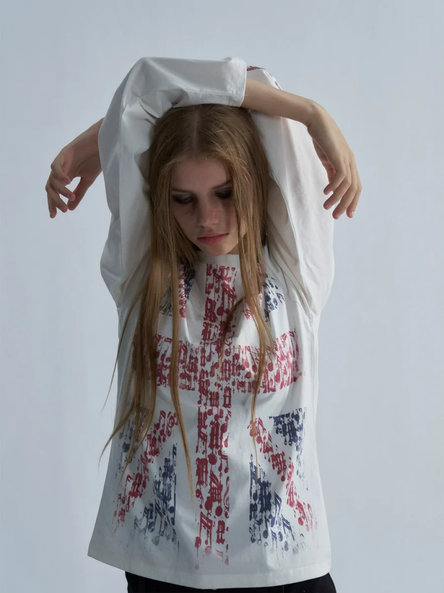 PAIKI | Musical Note Union Jack Long Sleeve T-Shirt - 3