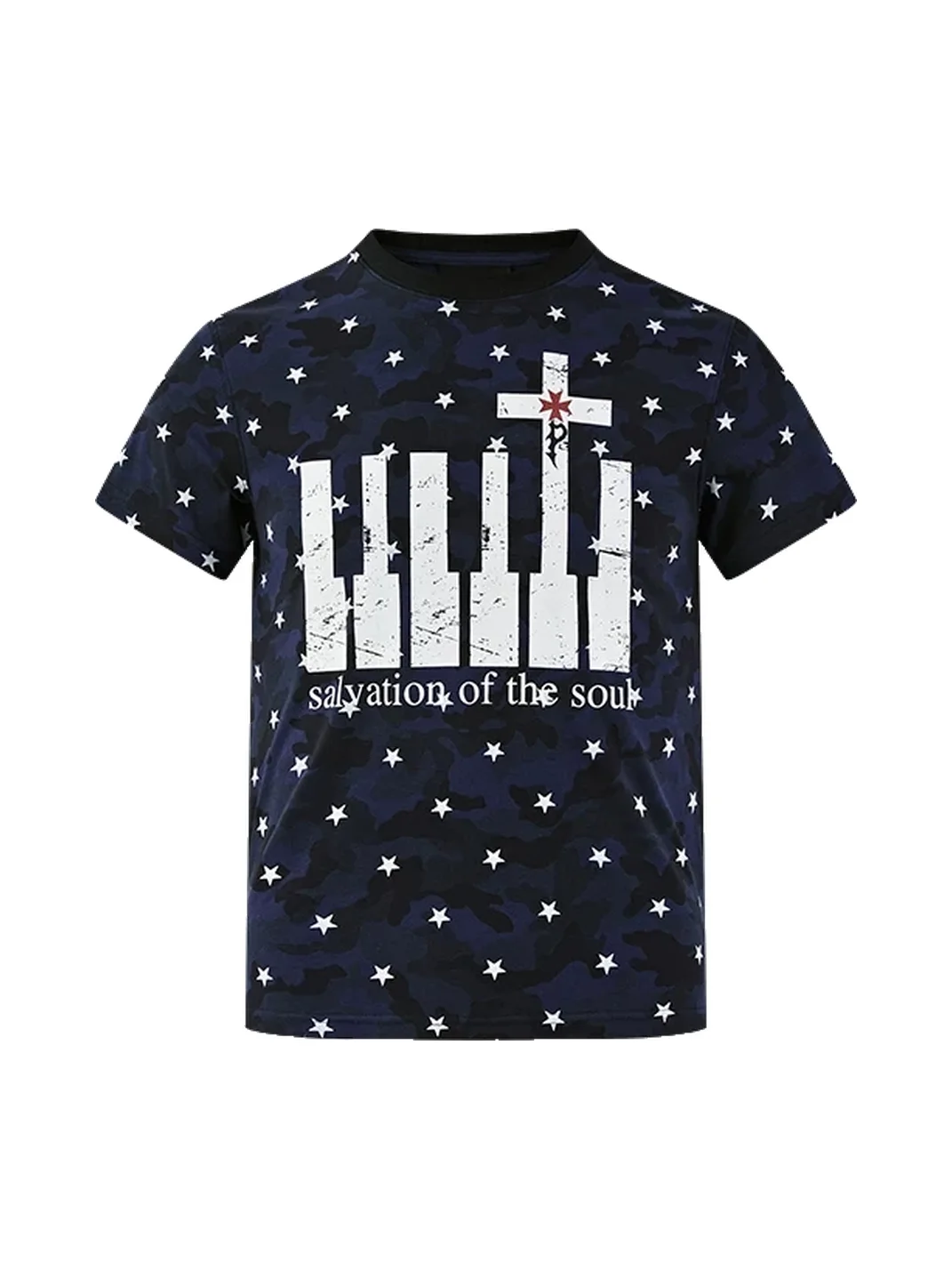 PasET | Slim Fit Star Camouflage Cross Print T-Shirt
