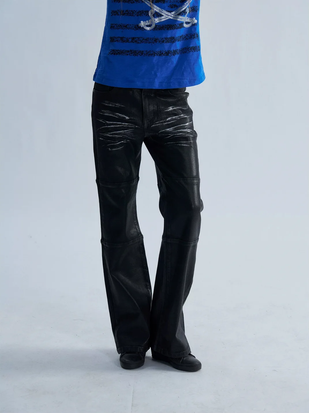 PAIKI | Waxed Slim-Fit Micro-Flare Jeans