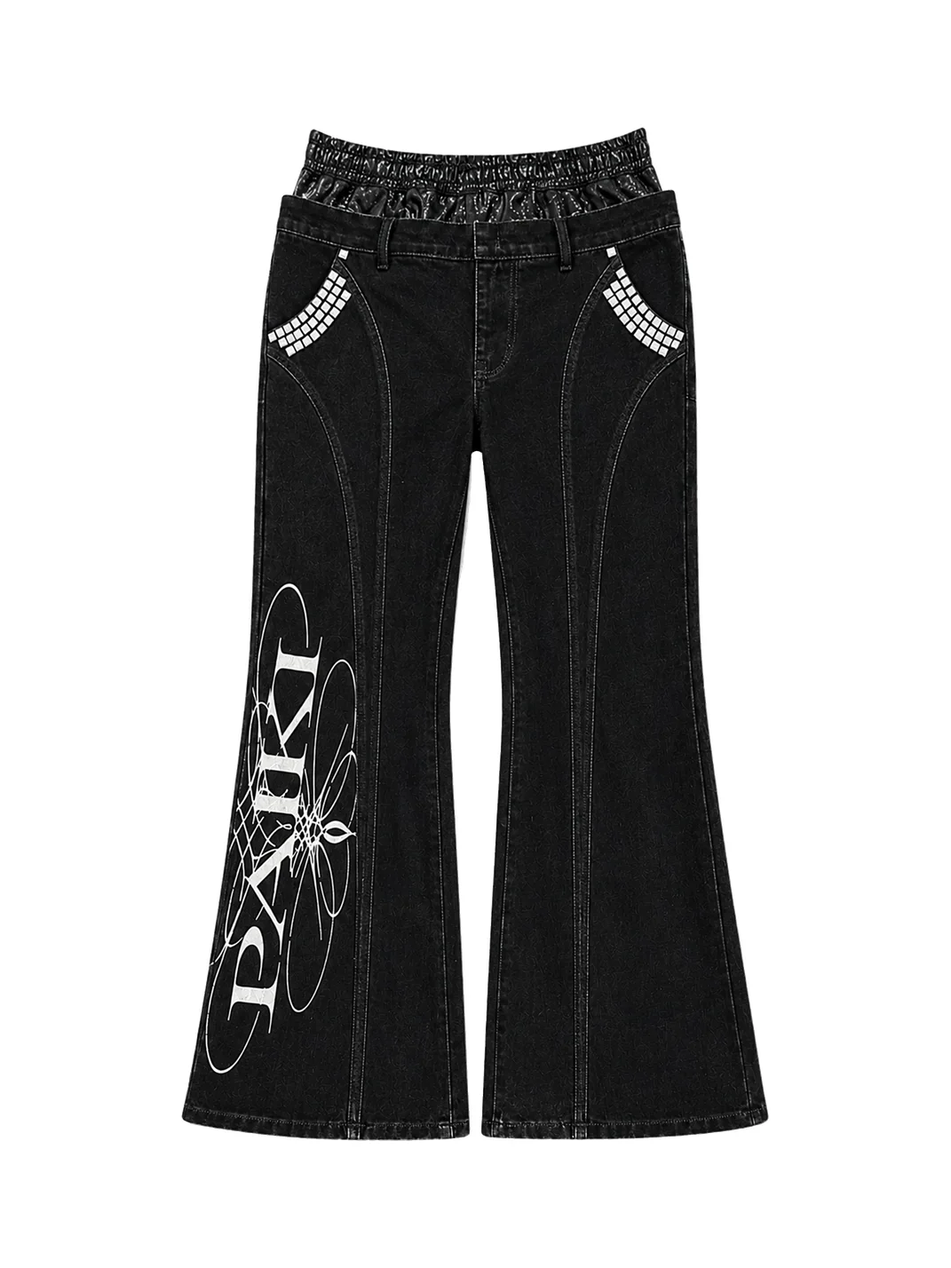 PAIKI | Totem Double-Waist Rivet Flared Jeans
