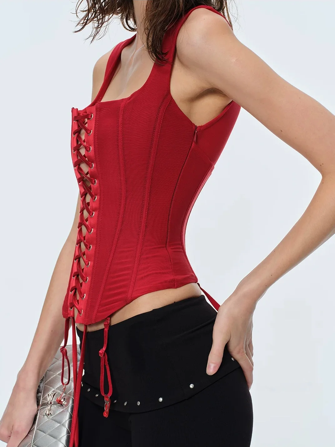 BUM STUDIO | Lace-Up Boned Corset Tank Top