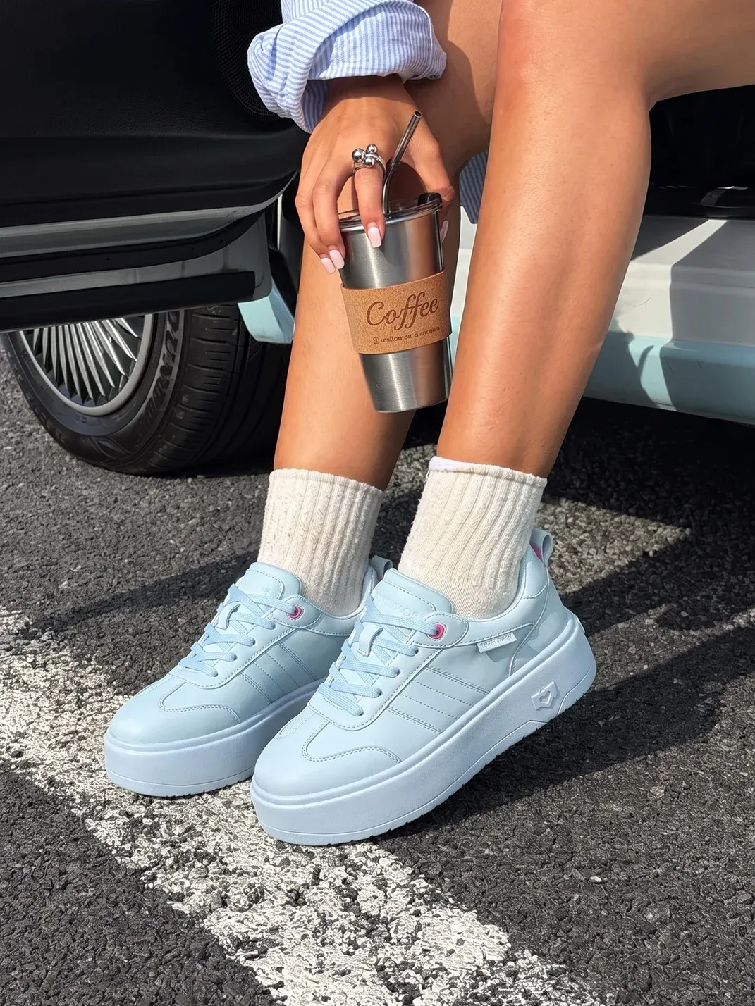 PINKAMOR | Women's Blue Platform Skate Sneakers