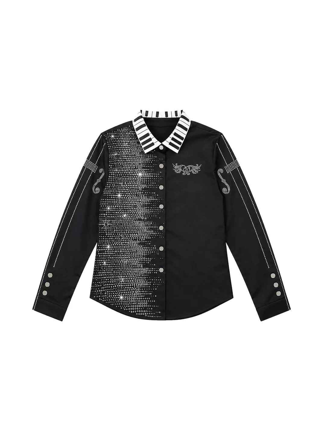 PAIKI | Slim Rhinestone Piano Key Long Sleeve Shirt