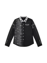 PAIKI | Slim Rhinestone Piano Key Long Sleeve Shirt