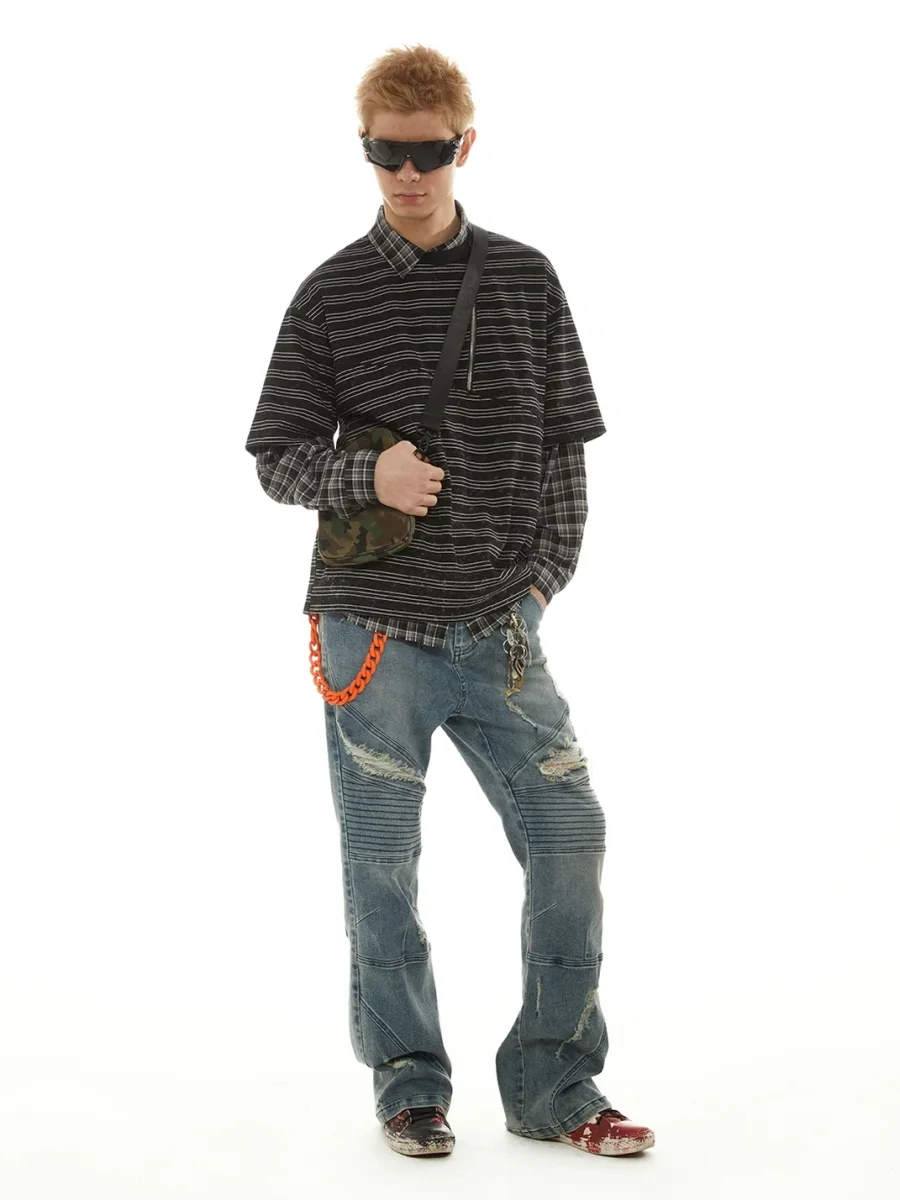 PasET | Distressed Star Detail Flared Jeans - 4