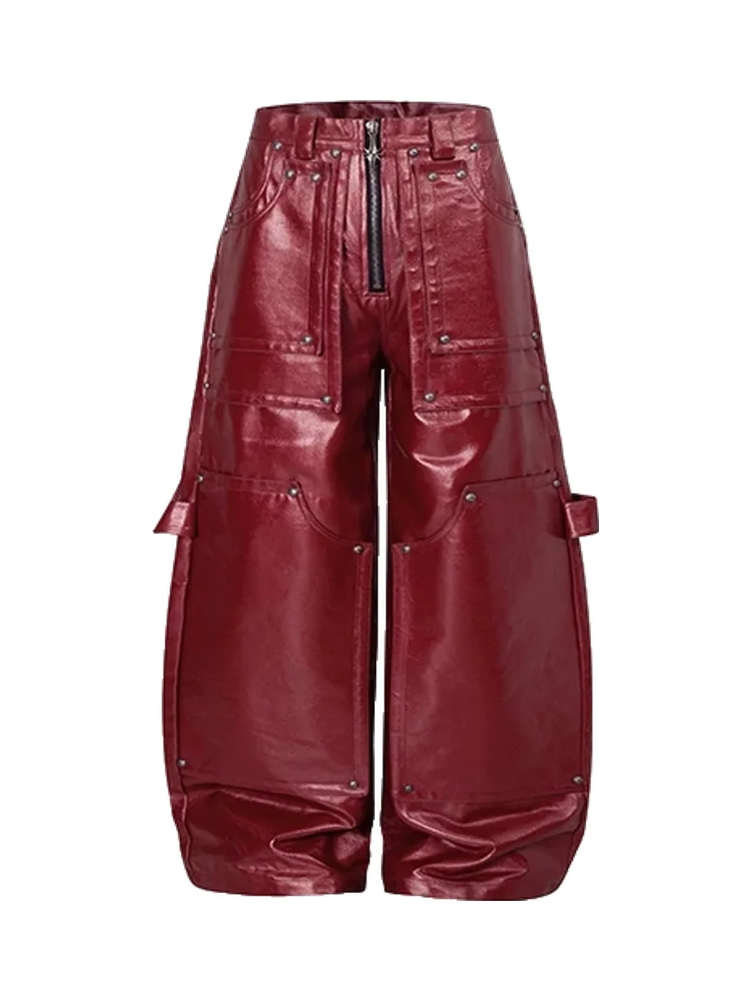 DARKRTPTS | Liquid Metal Coated Studded Wide-Leg Cargo Pants