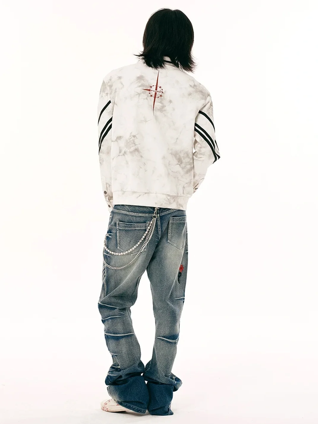 PasET | Distressed Stand Collar Cropped Sports Jacket