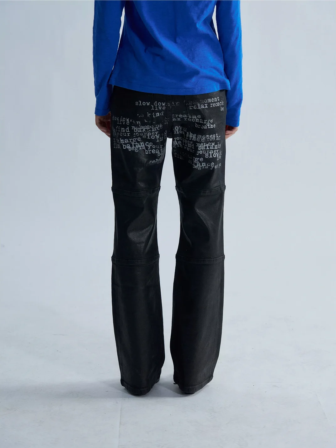 PAIKI | Waxed Slim-Fit Micro-Flare Jeans