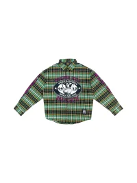EVETS | Contrast Print Plaid Long Sleeve Shirt