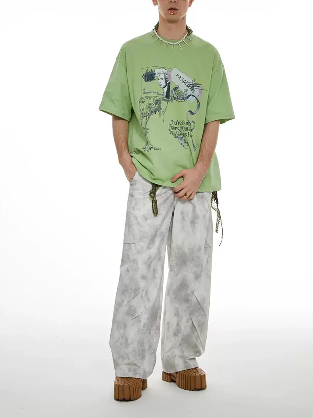 PasET | Distressed Wide Leg Straight Cargo Pants