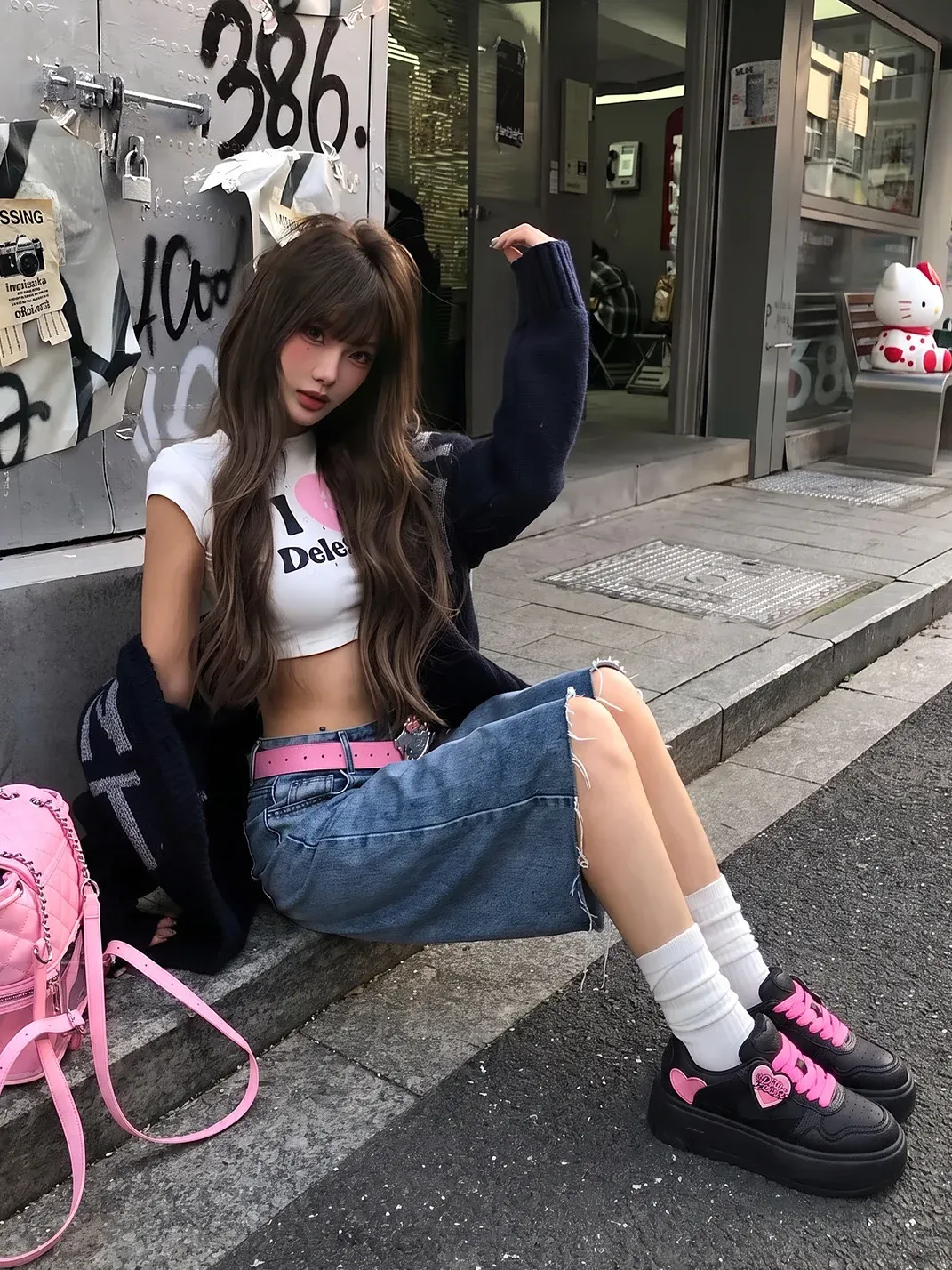 PINKAMOR | Black Platform Casual Sneakers