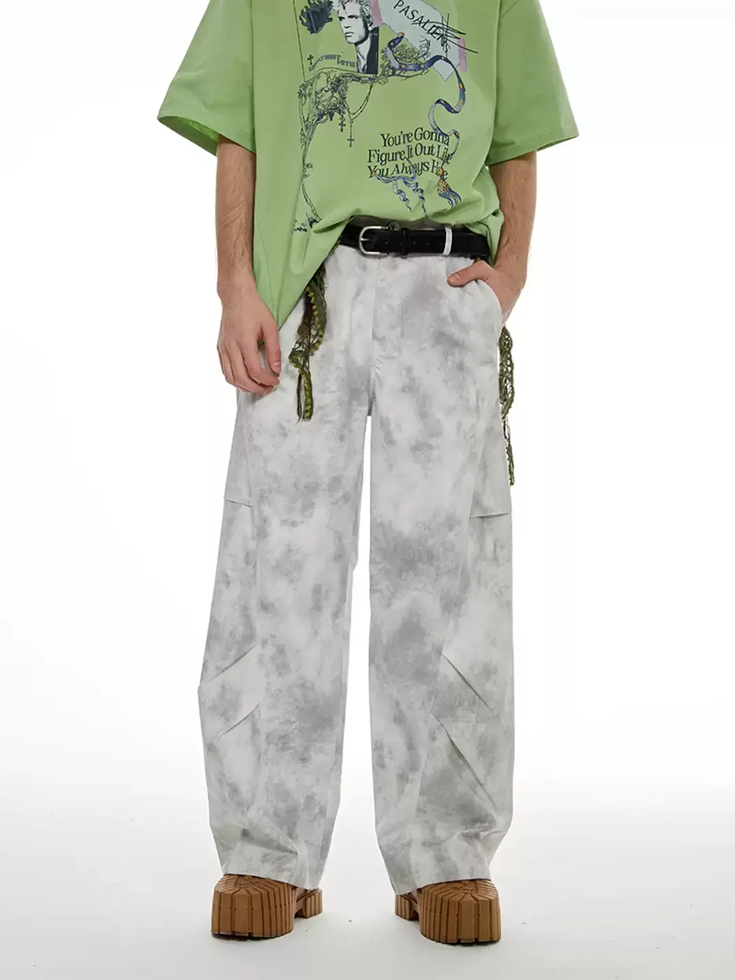 PasET | Distressed Wide Leg Straight Cargo Pants