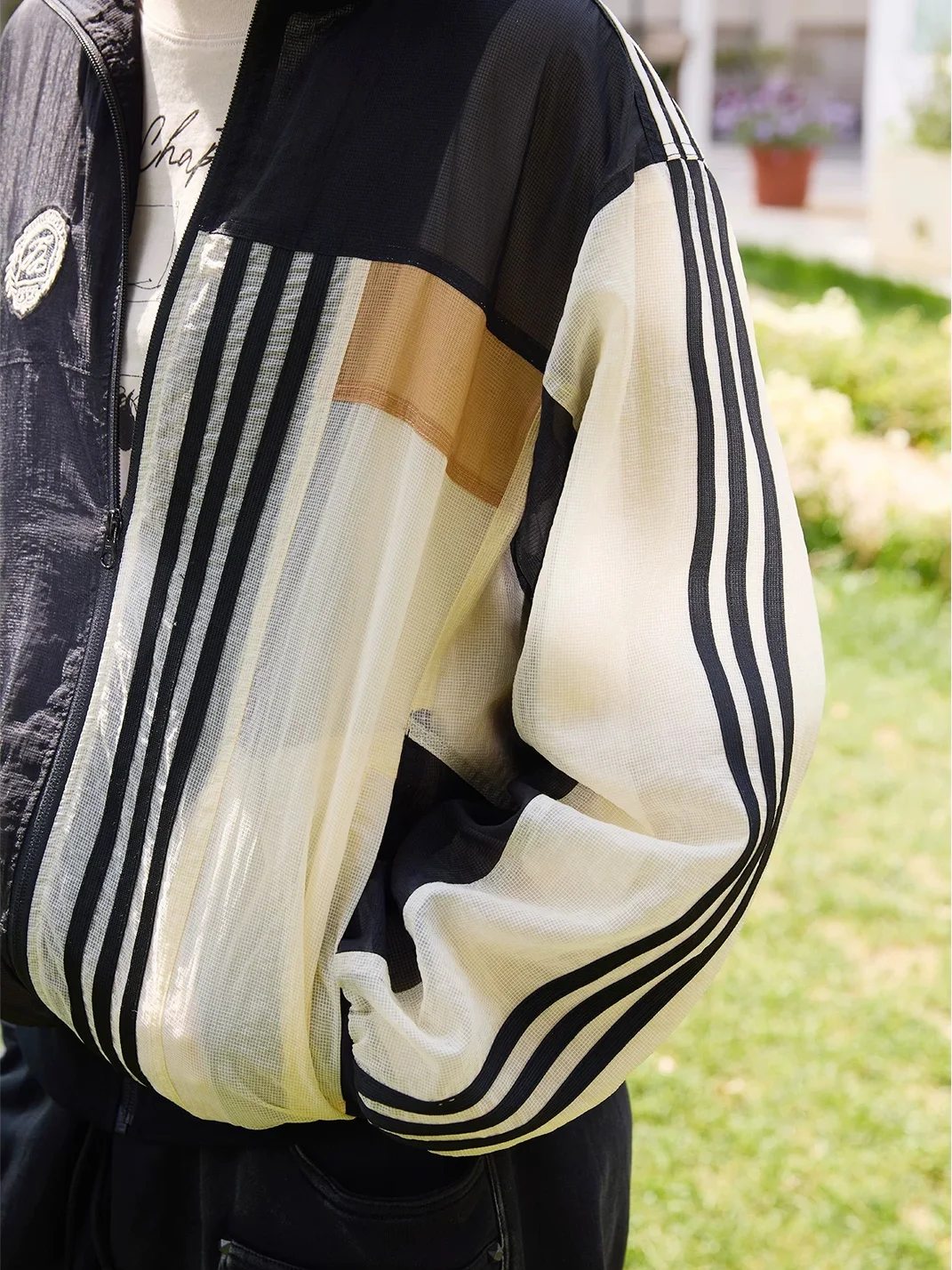 ERROR CODE robot | Colorblock Sheer Mesh Long Sleeve Sports Jacket