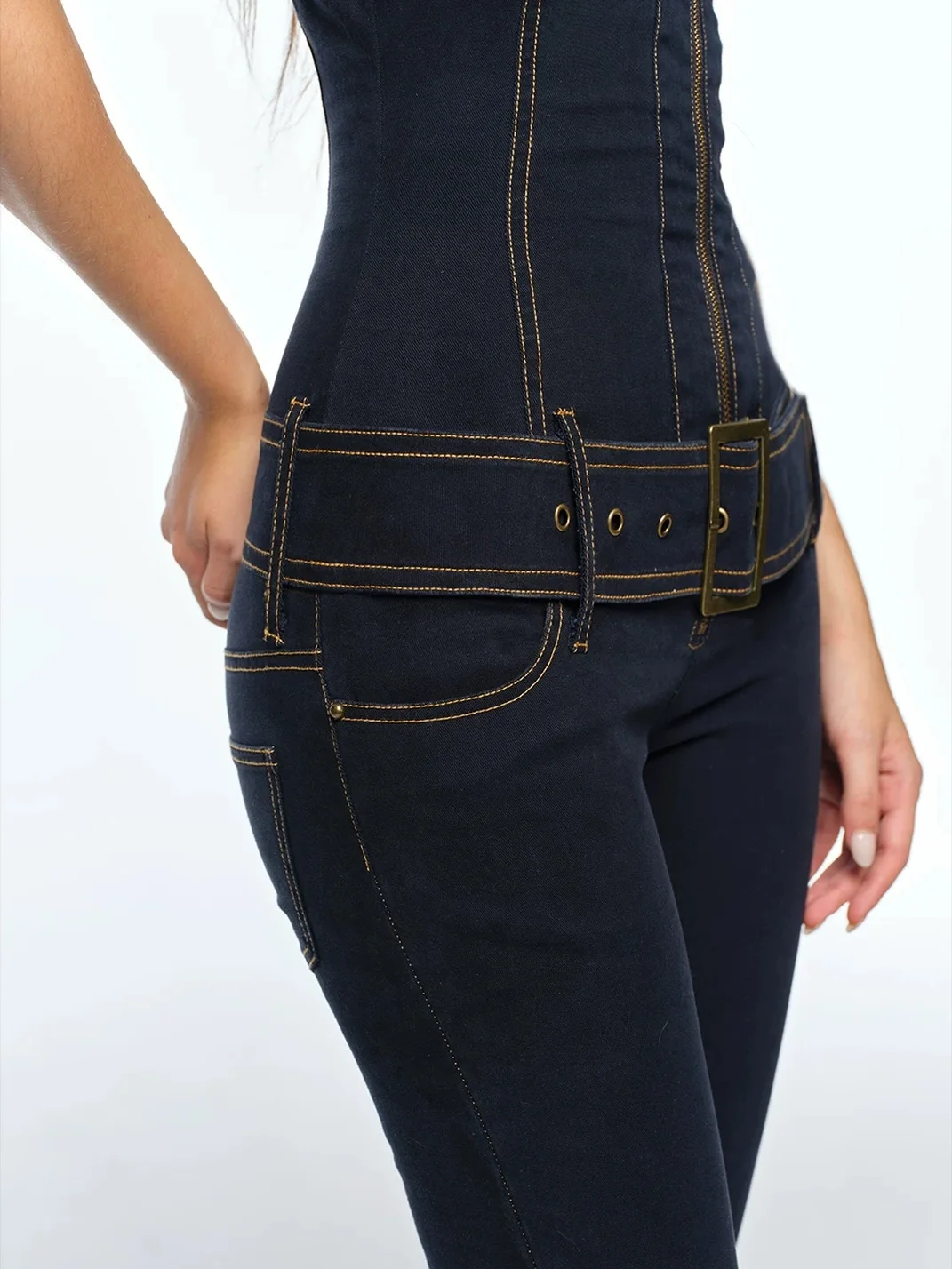BUM STUDIO | Washed Slim Jumpsuit With Detachable Straps