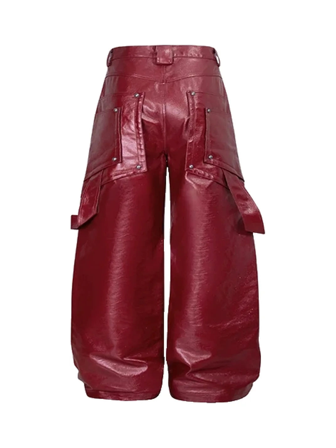 DARKRTPTS | Liquid Metal Coated Studded Wide-Leg Cargo Pants