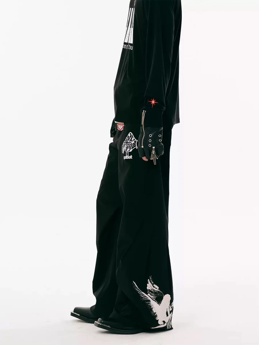 PasET | Angel Print Wide-Leg Quick-Dry Pants - 3