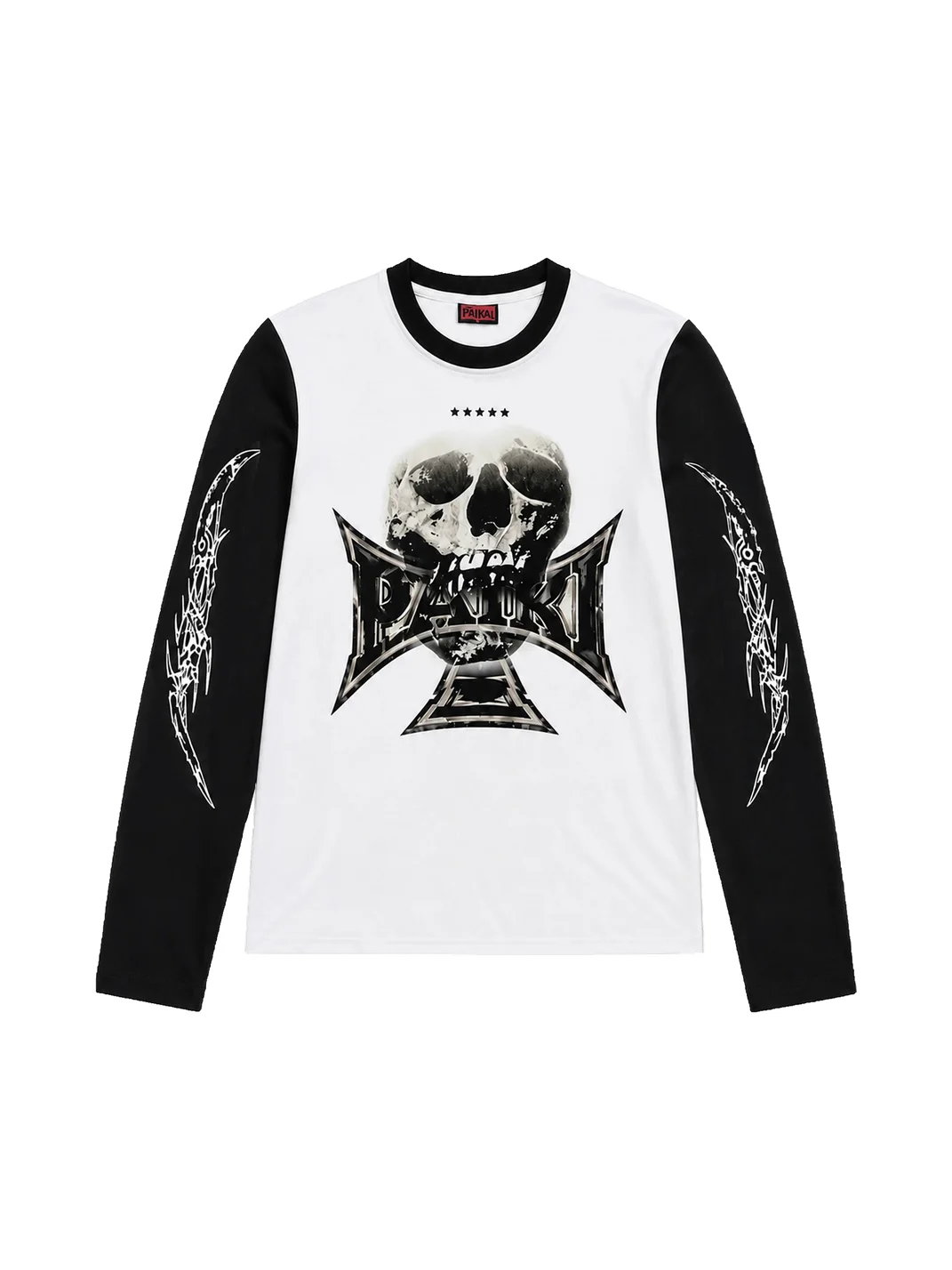 PAIKI | Skull Cross Colorblock Long Sleeve T-Shirt