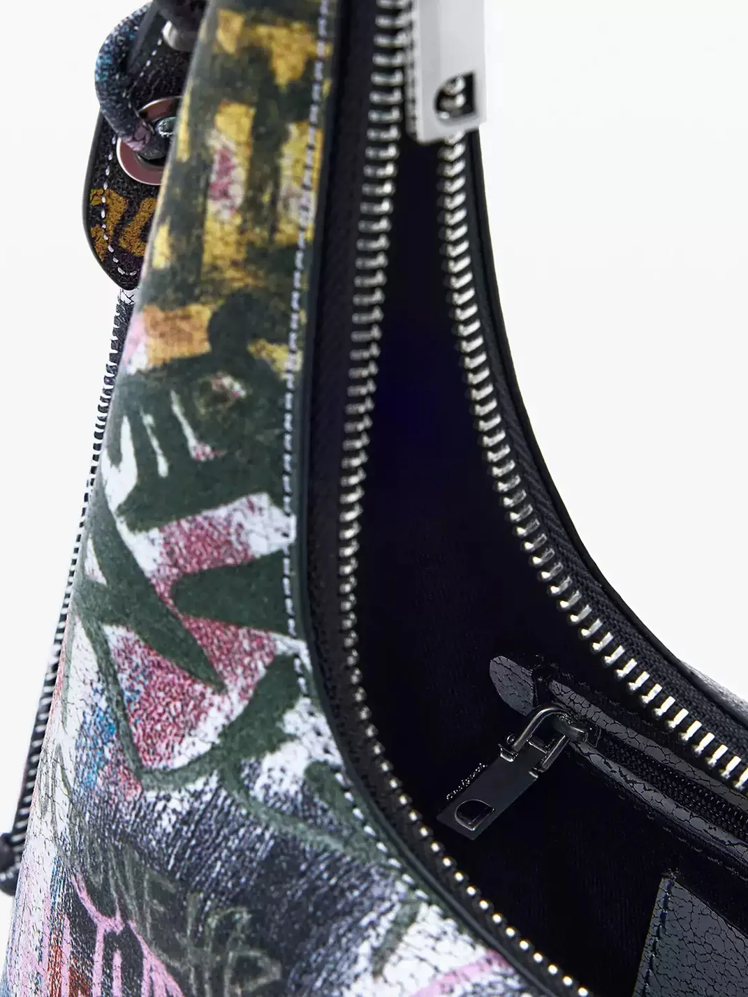 Desigual | Graffiti Print Faux Leather Hobo Shoulder Bag