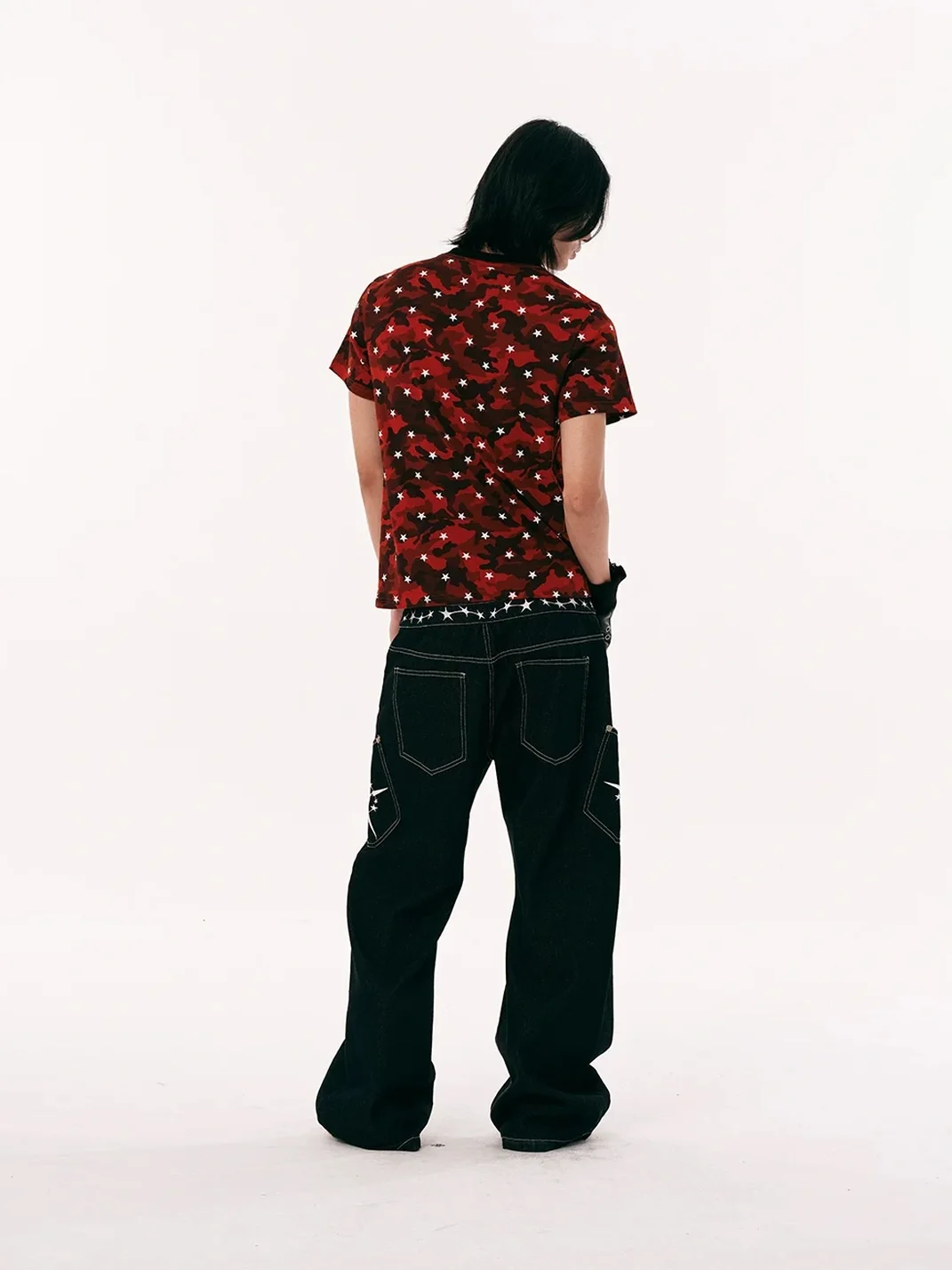 PasET | Slim Fit Star Camouflage Cross Print T-Shirt