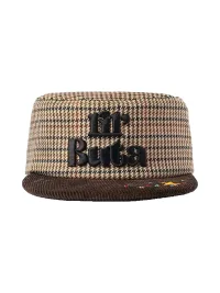 TWINBUTA | Houndstooth Corduroy Embroidered Flat Brim Hat