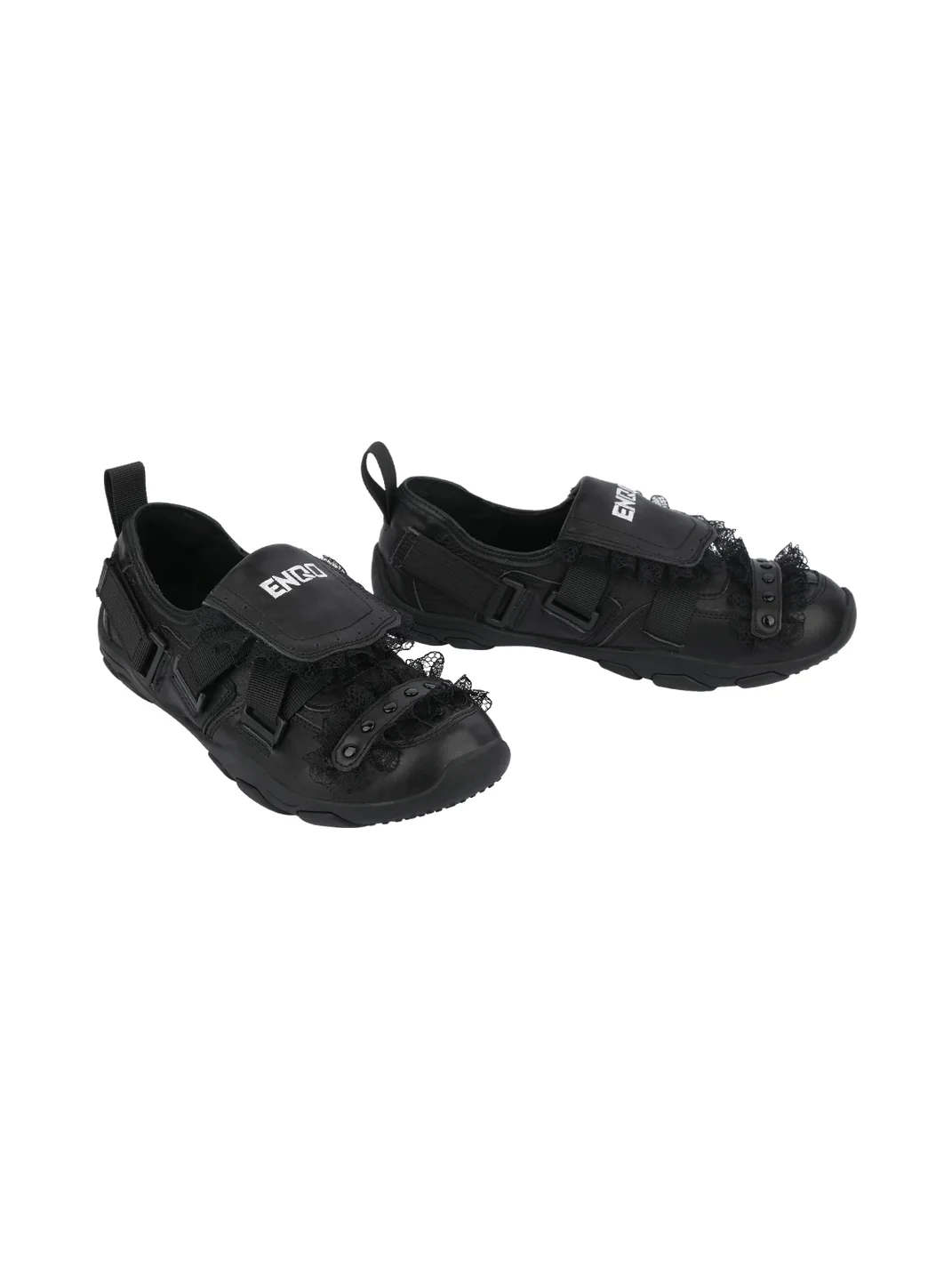 Enqo | Black Lace Strap Ballet Sneakers