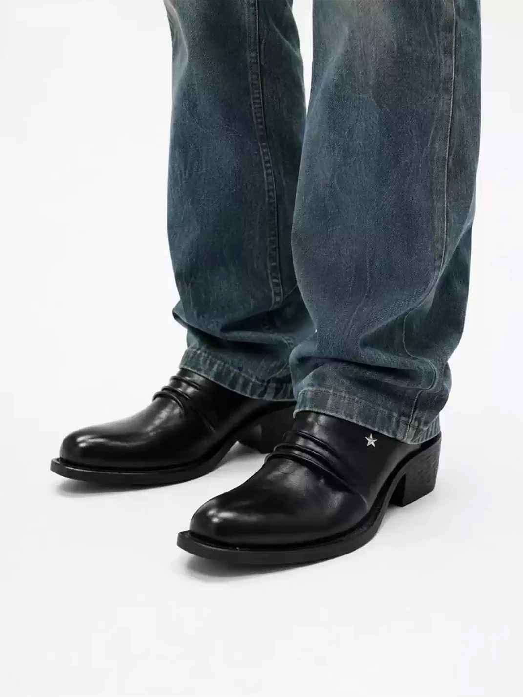 FromTheErebus | Star-Studded Ruched Ankle Boots