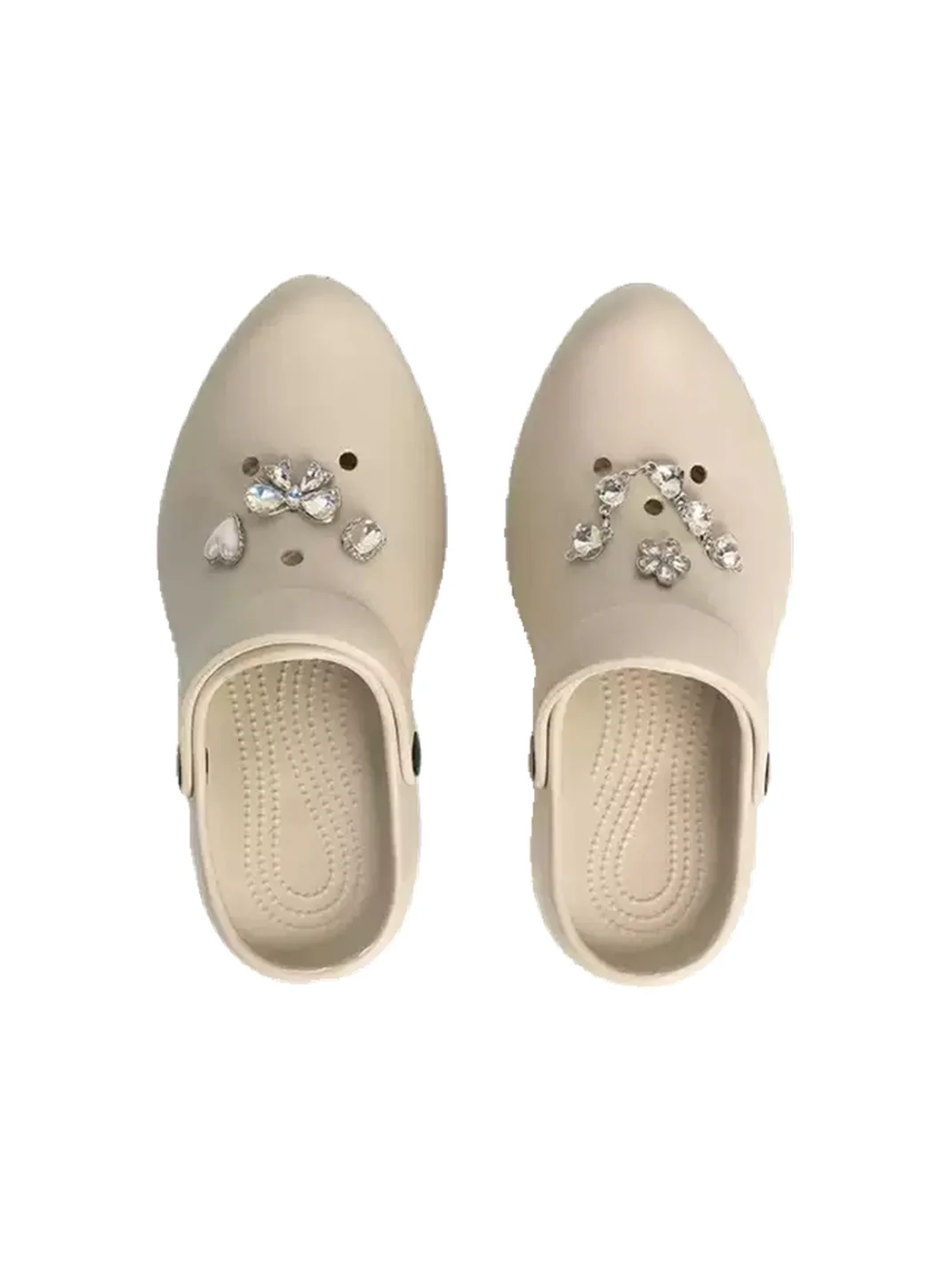 ZHUDAGE | Pointed Rhinestone Platform Clog Slippers
