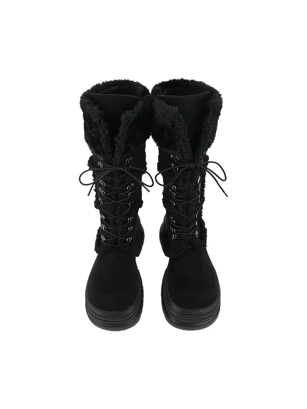 Puppet show | Plush Trim Lace-Up Platform Boots