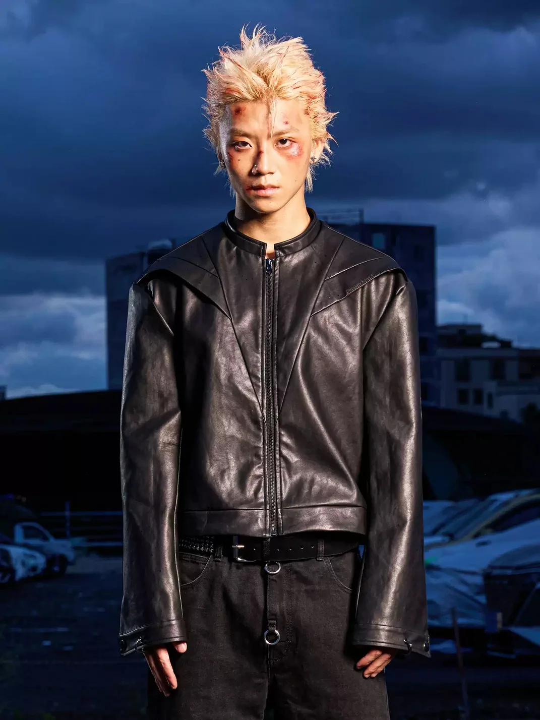 Dream Band | Cropped Black PU Leather Moto Jacket